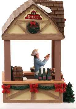 Lemax christmas market bratwurst verlicht kerstdorp tafereel Caddington Village 2022