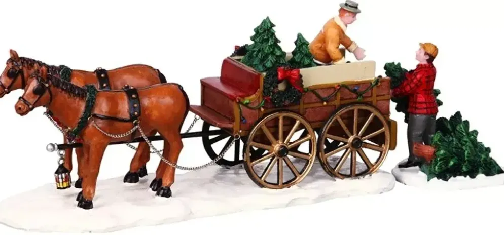 Lemax christmas tree wagon s/2 kerstdorp tafereel Caddington Village 2004