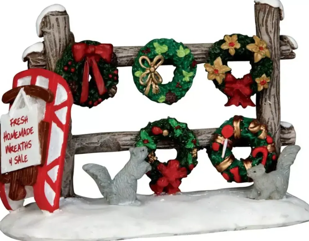 Lemax christmas wreaths 4 sale kerstdorp accessoire 2015
