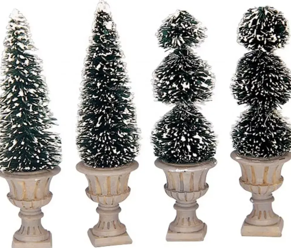 Lemax cone-shaped & sculpted topiaries s/4 kerstdorp accessoire 2003