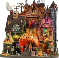Lemax creepy pumpkin patch verlichte facade Spooky Town 2025