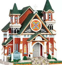Lemax darlington church verlichte kerk Caddington Village 2014