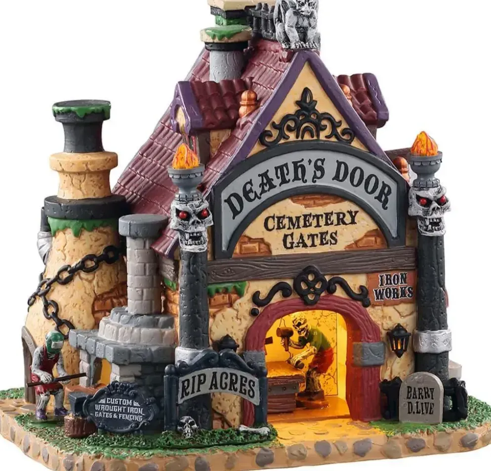 Lemax death´s door cemetery gates, b/o led verlicht huisje Spooky Town 2020