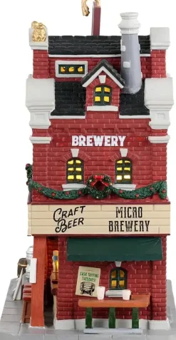 Lemax derby & sons brewing co. verlicht kersthuisje Caddington Village 2023