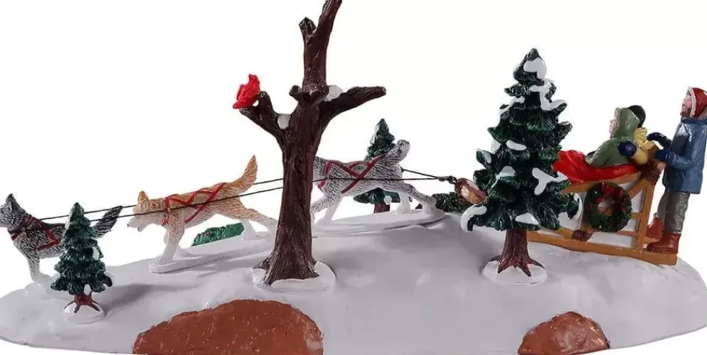 Lemax dog sledding afternoon kerstdorp tafereel Vail Village 2021