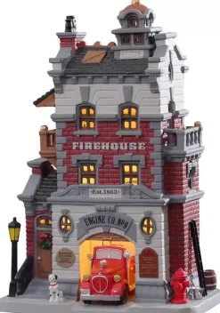 Lemax engine company no. 9 verlicht kersthuisje Caddington Village 2021