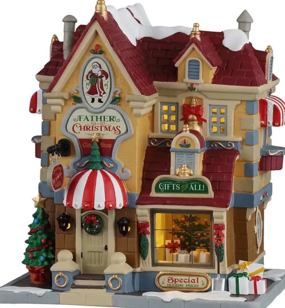 Lemax father christmas gift shop verlicht kersthuisje Caddington Village 2026