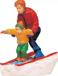 Lemax father & son skiing kerstdorp figuur type 2 Vail Village 1996