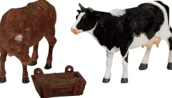 Lemax feeding cow & bull s/3 kerstdorp figuur type 3 Harvest Crossing 2001