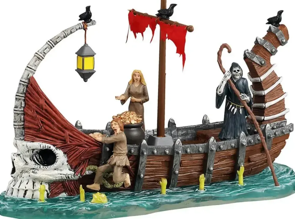 Lemax ferry on river styx tafereel Spooky Town 2024