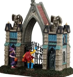Lemax gargoyle gate tafereel Spooky Town 2025