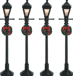 Lemax gas lantern street lamp s/4 verlichte straatlantaarn 2006
