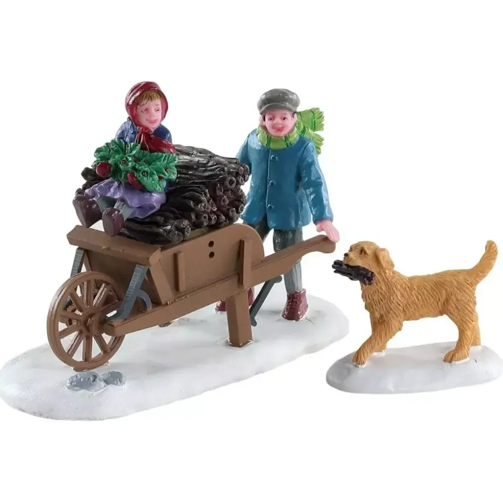 Lemax gathering kindling s/2 kerstdorp figuur type 4 Caddington Village 2018