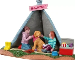 Lemax girls backyard camping kerstdorp tafereel 2021