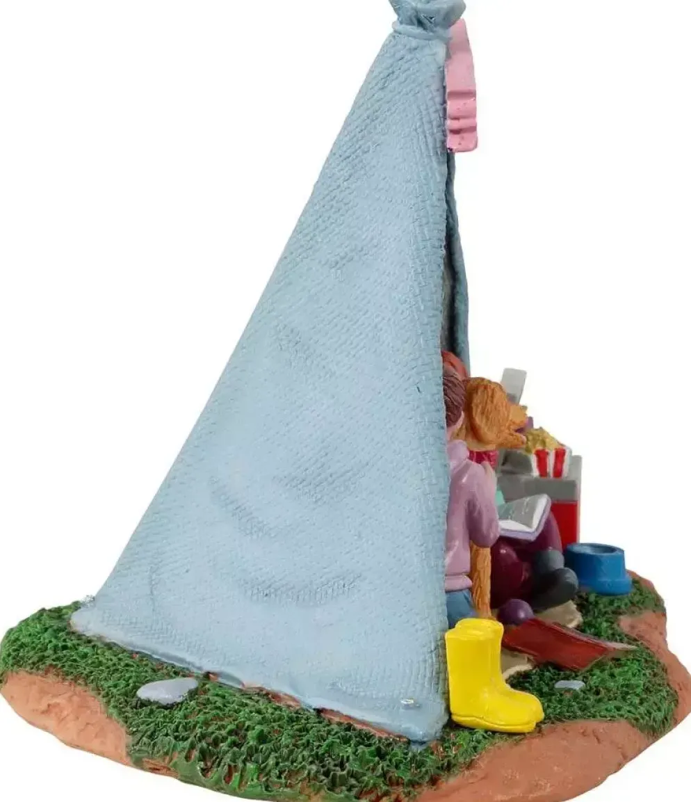 Lemax girls backyard camping kerstdorp tafereel 2021