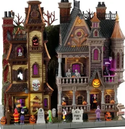 Lemax haunted estates verlichte facade Spooky Town 2024