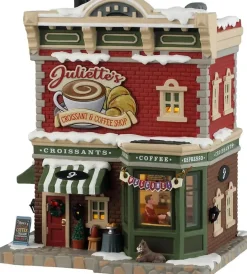 Lemax juliette's croissant & coffee shop verlicht kersthuisje Caddington Village 2024