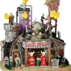Lemax last ditch gas & salvage verlicht huisje Spooky Town 2022