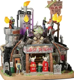 Lemax last ditch gas & salvage verlicht huisje Spooky Town 2022