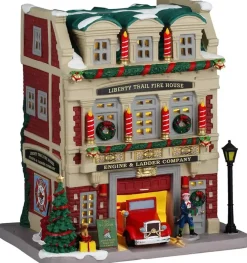 Lemax liberty trail fire house verlicht kersthuisje Caddington Village 2024
