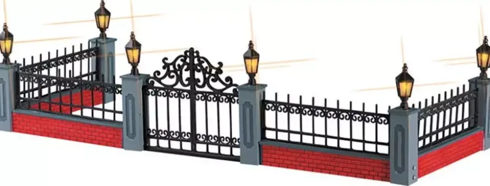 Lemax lighted wrought iron fence s/5 verlichte kerstdorp accessoire 2005