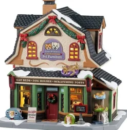 Lemax luna & ollie's custom pet furniture verlicht kersthuisje Caddington Village 2025