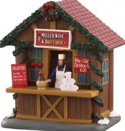 Lemax mulled wine and ciders verlicht kerstdorp tafereel Caddington Village 2022