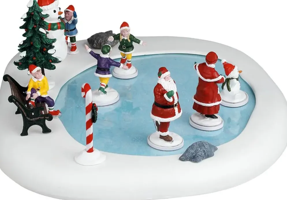 Lemax northern lights skating pond bewegend kerstdorp tafereel Santa's Wonderland 2025