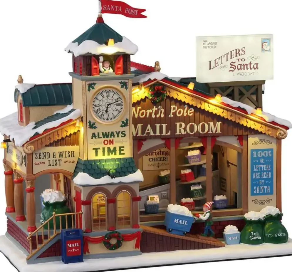 Lemax north pole mail room bewegend kersthuisje Santa's Wonderland 2021