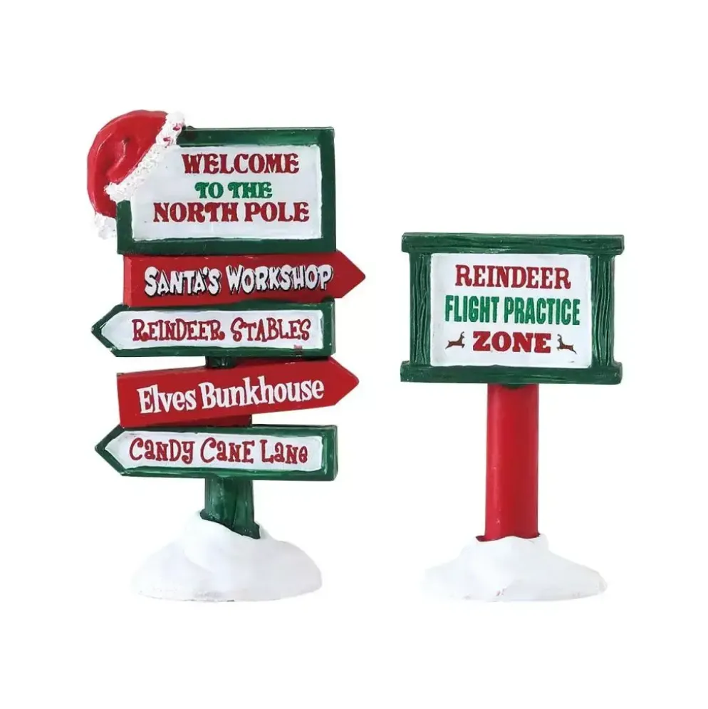 Lemax north pole signs s/2 kerstdorp accessoire Santa's Wonderland 2018