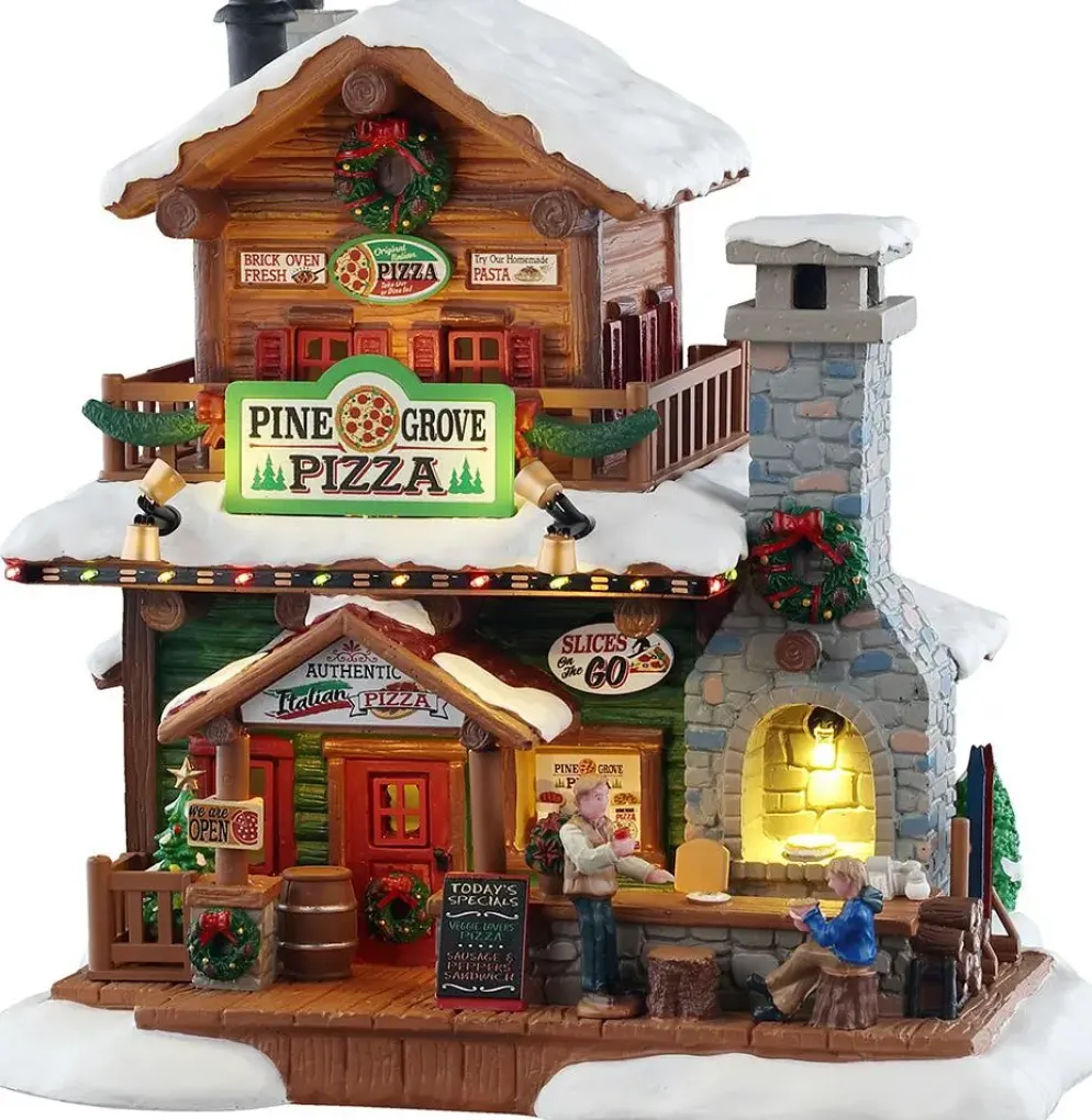 Lemax pine grove pizza verlicht kersthuisje Vail Village 2025