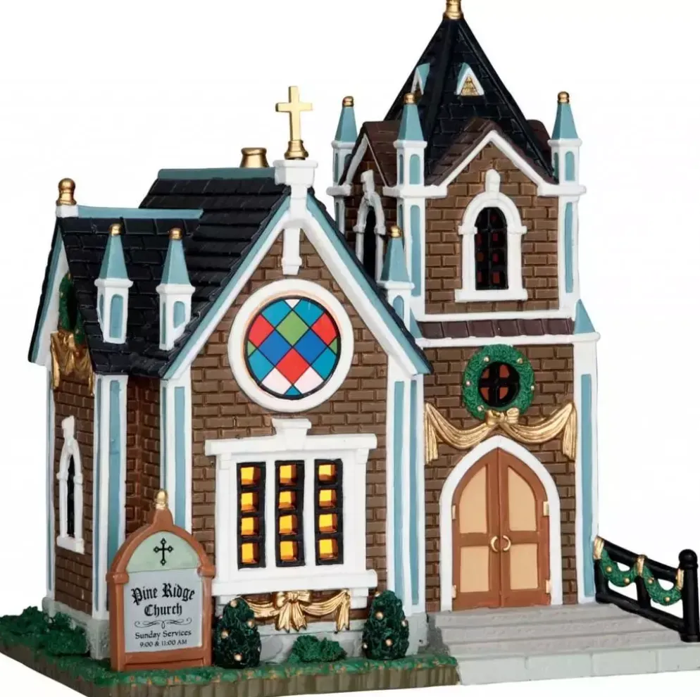 Lemax pine ridge church verlichte kerk Harvest Crossing 2015