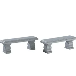 Lemax plaza bench s/2 kerstdorp accessoire 2017