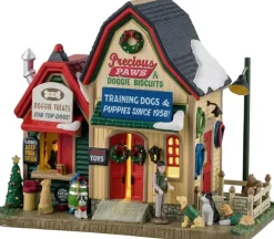 Lemax precious paws & doggie biscuits verlicht kersthuisje Harvest Crossing 2025