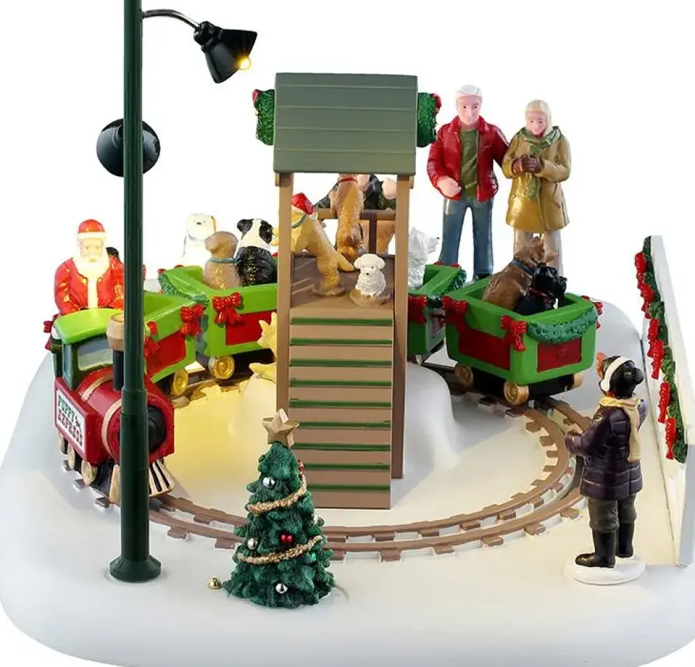Lemax puppy play park bewegend kerstdorp tafereel 2025