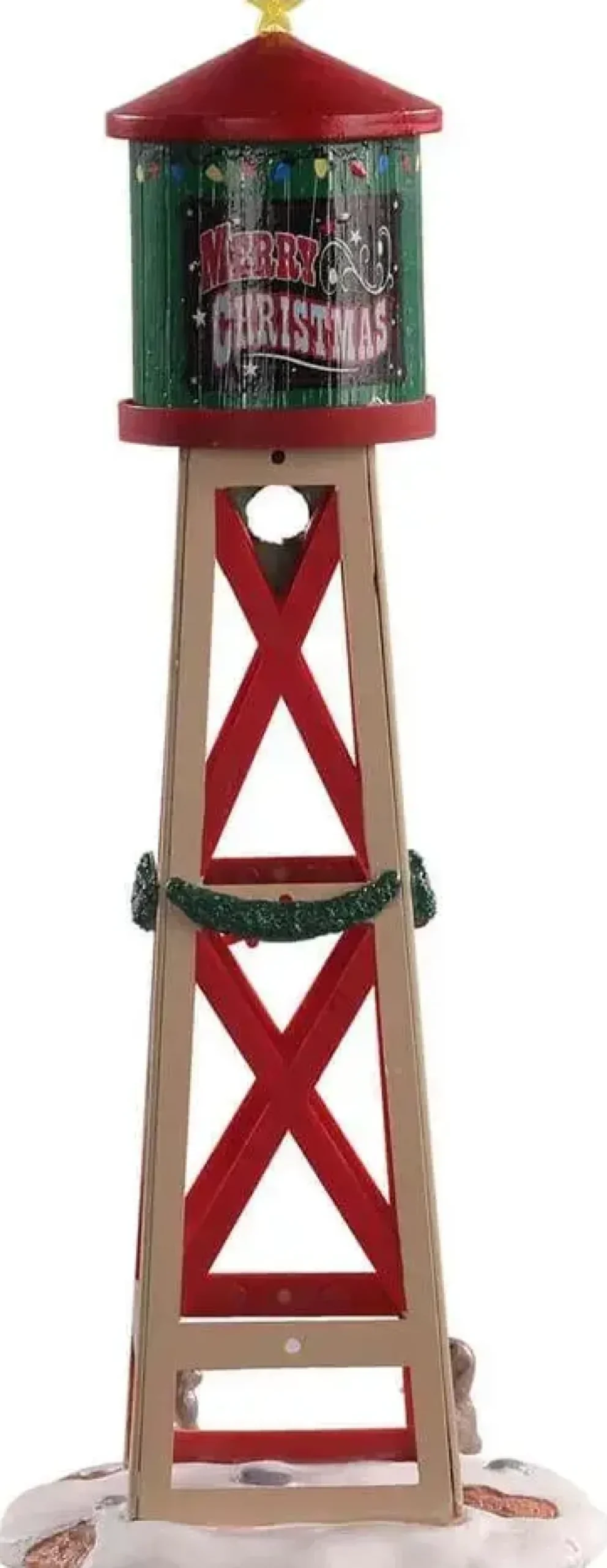 Lemax rustic water tower kerstdorp tafereel Vail Village 2021