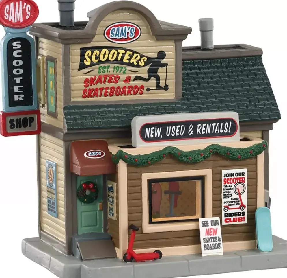 Lemax sam's scooter shop verlicht kersthuisje Harvest Crossing 2020