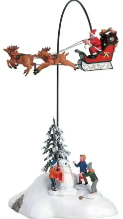 Lemax santa claus is coming to town vliegende kerstman 2005