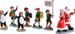 Lemax santa's elf parade kerstdorp tafereel Caddington Village 2022