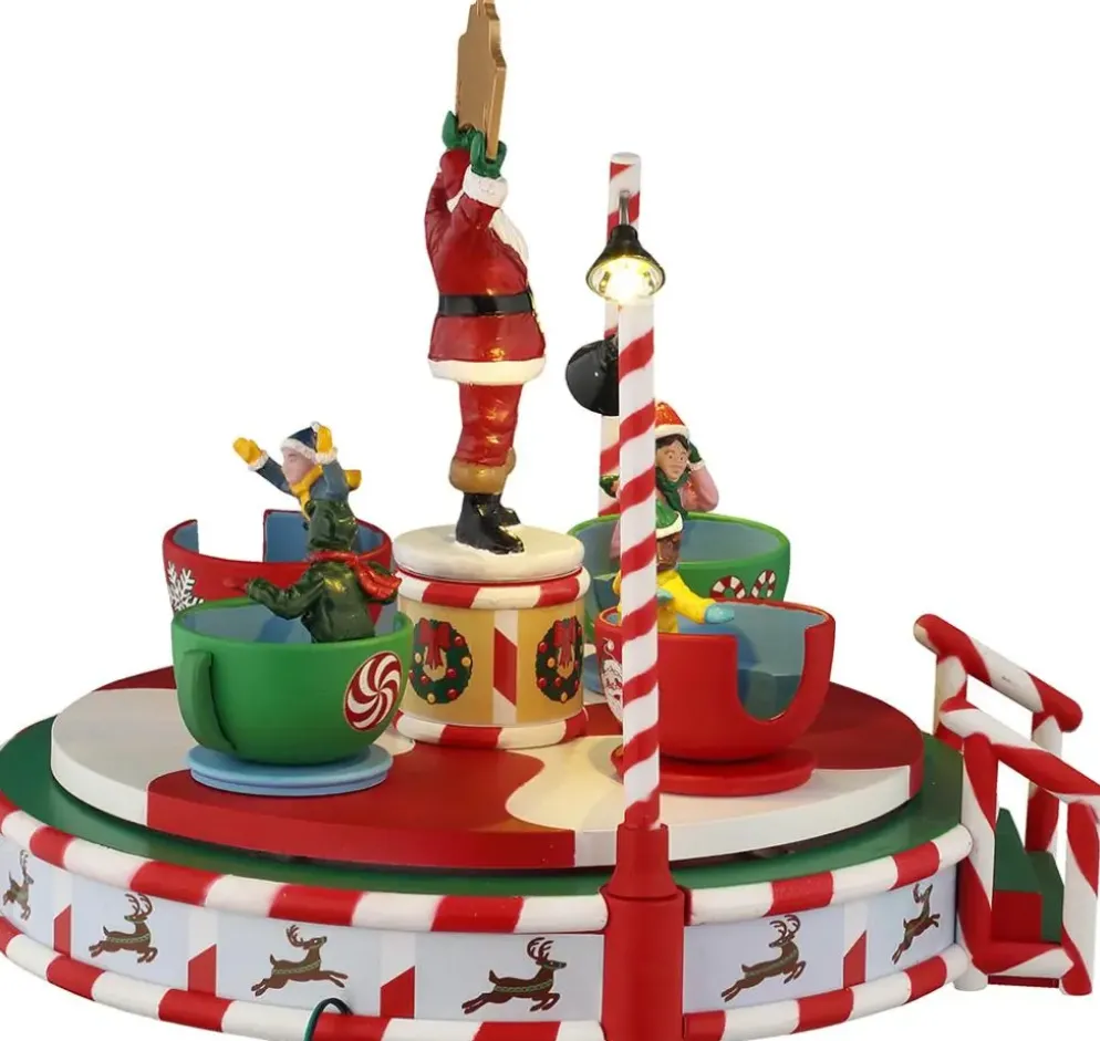 Lemax santa's peppermint teacup spinner bewegend kerstdorp tafereel Carnival 2025