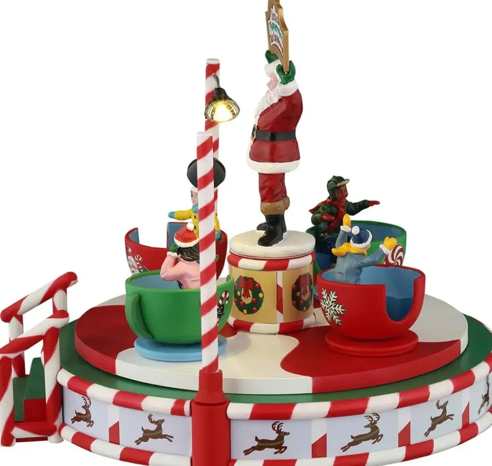 Lemax santa's peppermint teacup spinner bewegend kerstdorp tafereel Carnival 2025
