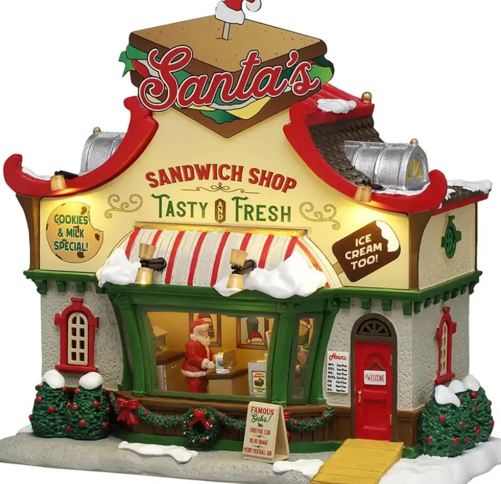 Lemax santa's sandwich shop verlicht kersthuisje Santa's Wonderland 2026