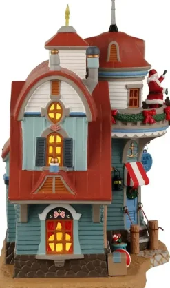 Lemax seaside santa christmas shoppe verlicht kersthuisje Plymouth Corners 2022