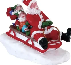 Lemax sledding with santa kerstdorp figuur type 4 Santa's Wonderland 2018