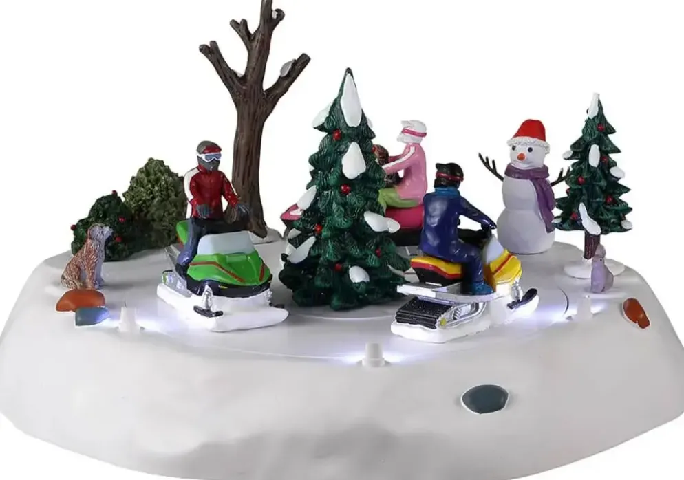 Lemax snowmobile fun bewegend kerstdorp tafereel Vail Village 2022