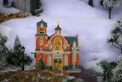 Lemax spirit of joy community church verlicht kersthuisje Caddington Village 2024