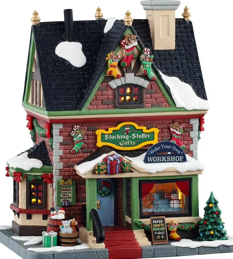 Lemax stocking stuffer gifts verlicht kersthuisje Caddington Village 2025