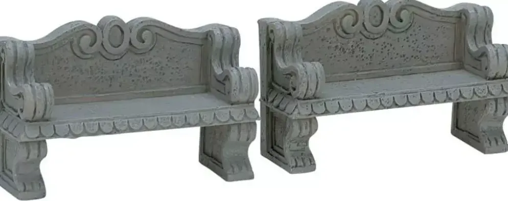 Lemax stone bench s/2 kerstdorp accessoire 2007