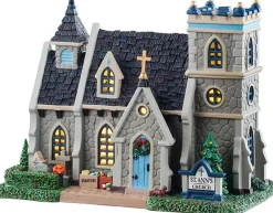 Lemax st. oswald's church verlicht kersthuisje Caddington Village 2025