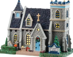 Lemax st. oswald's church verlicht kersthuisje Caddington Village 2025